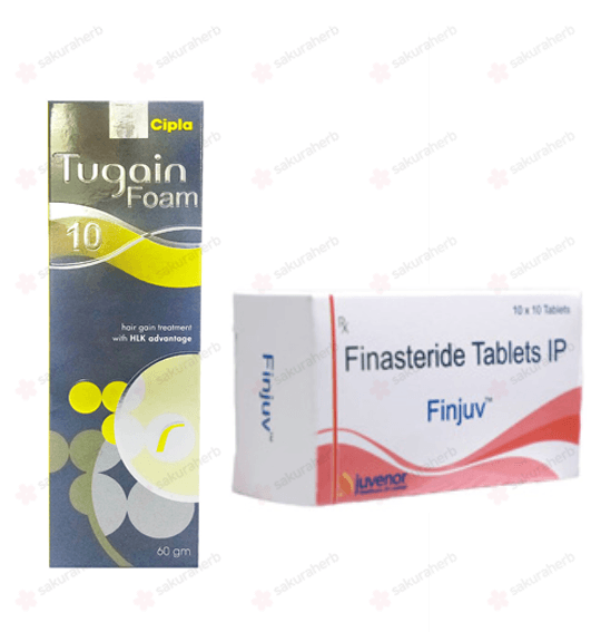 핀주브 700정 + 투게인 폼 10% 3개 (피나스테리드 Finasteride 1mg + 미녹시딜 Minoxidill 10%)